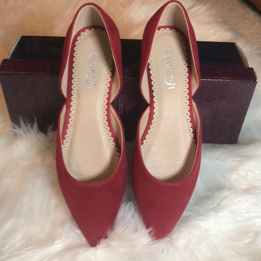 Red Pointed Toe Flats